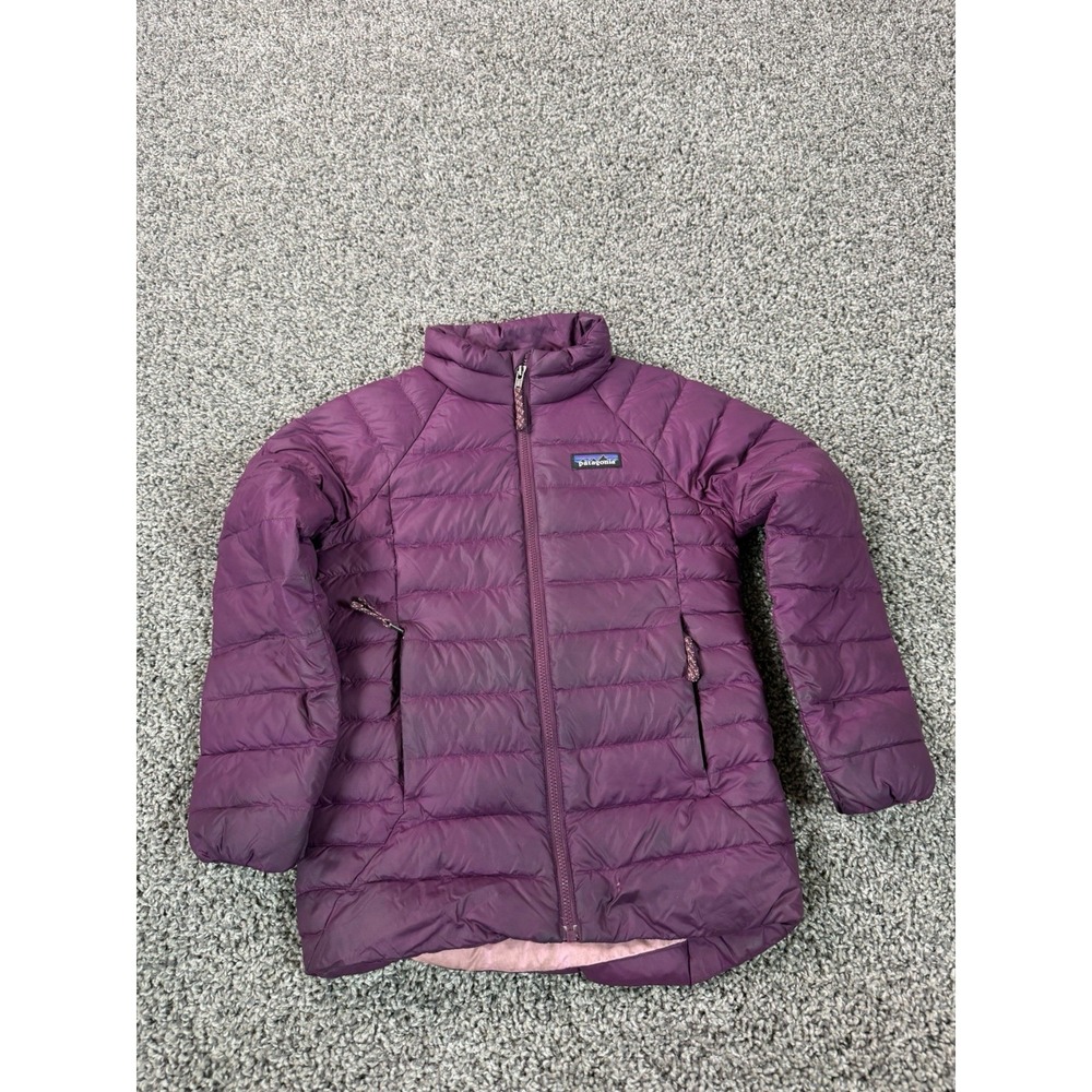 Patagonia Drop Tail Down Sweater Jacket Girls Size XS Purple Full Zip Outdoors